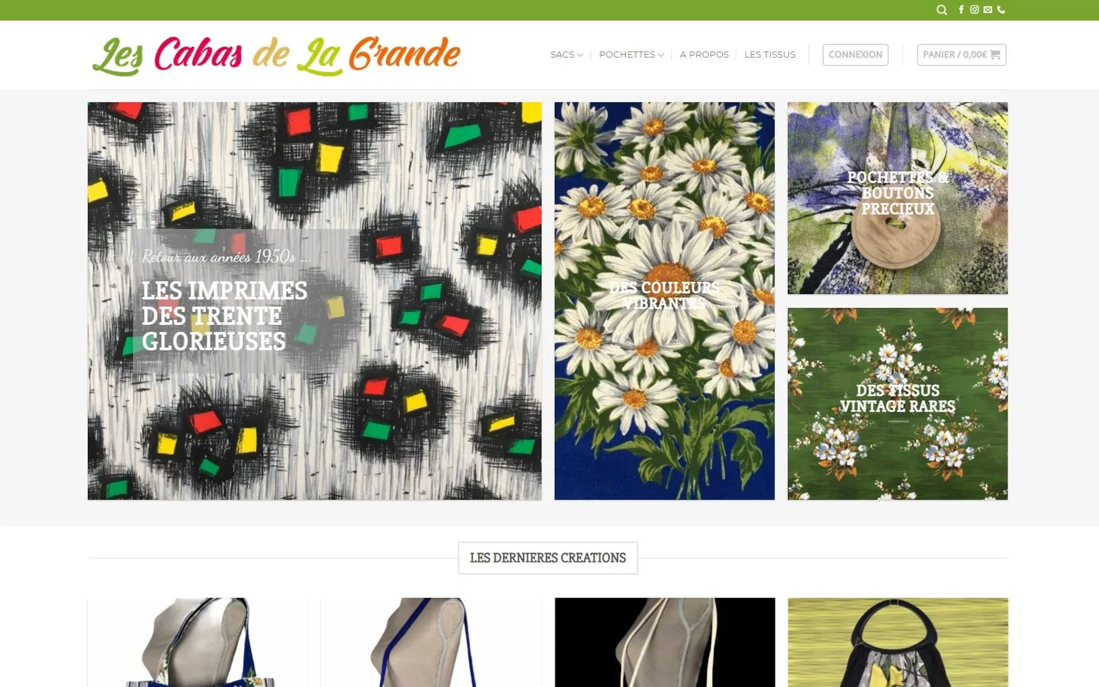 Page d'accueil du site Les Cabas de la Grande