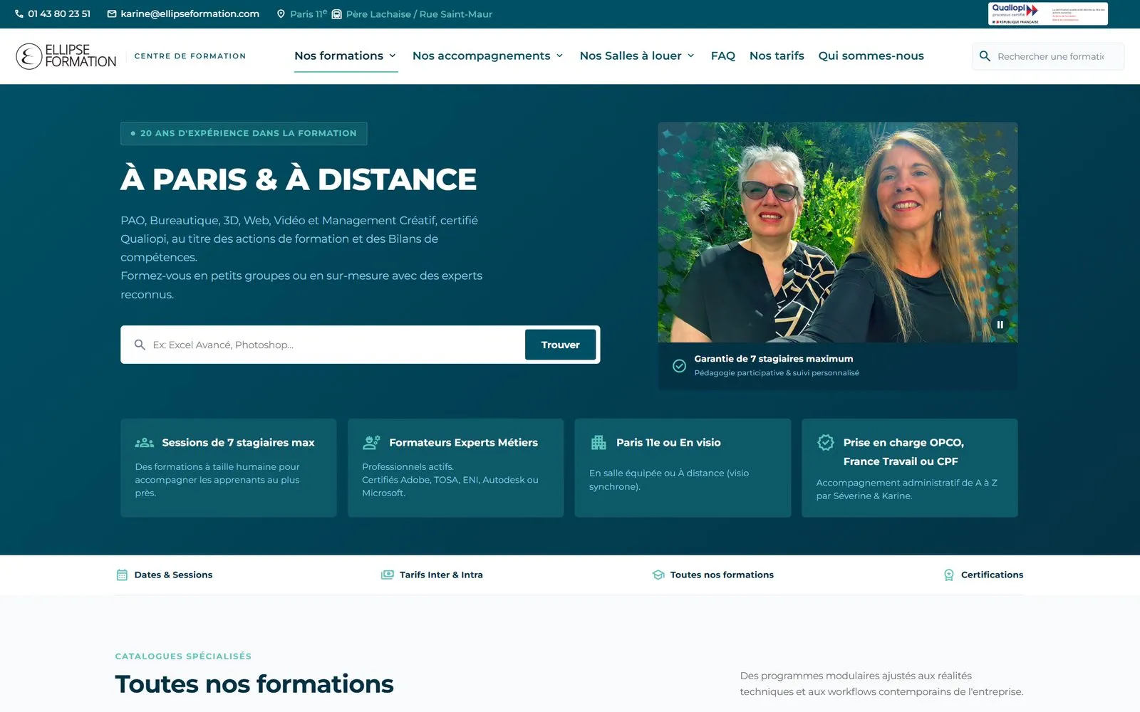 Page d'accueil du site Ellipse Formation
