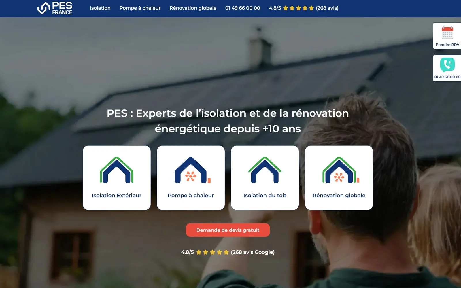 Page d'accueil du site PES France